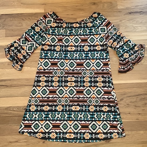 Jody California Abstract Geometric Pattern Boatneck Above Knee Dress Women’s M - Picture 12 of 12